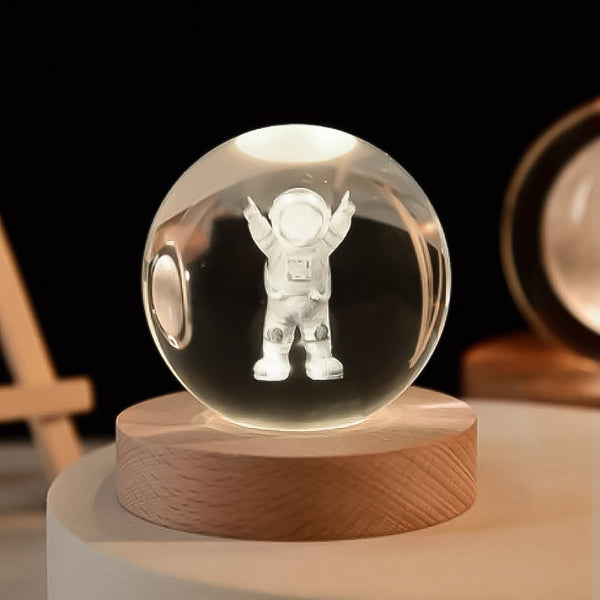 Moon 3D Crystal Ball Lamps with Base For Bedroom 3D Lamps (1 Pc)